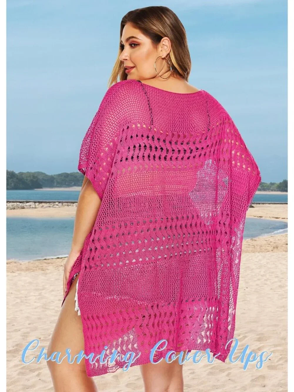 Women's Hollow Rose Polyester One Size Crochet Summer Swimsuit Coverup Dress